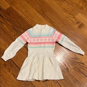 Janie and Jack Cream and Mint Knit long sleeve dress size 5